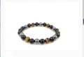 Bracelet tricolore pierre oeil de tigre, Onyx et acier