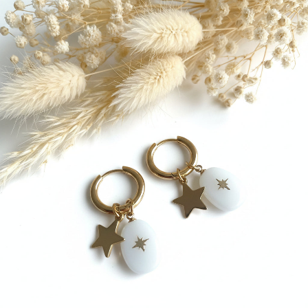 Boucles d'oreilles en jade blanc
