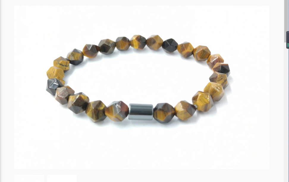 Bracelet oeil du tigre avec motif hématite