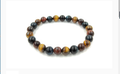 Bracelet pierre oeil du tigre noir, tigre et taureau