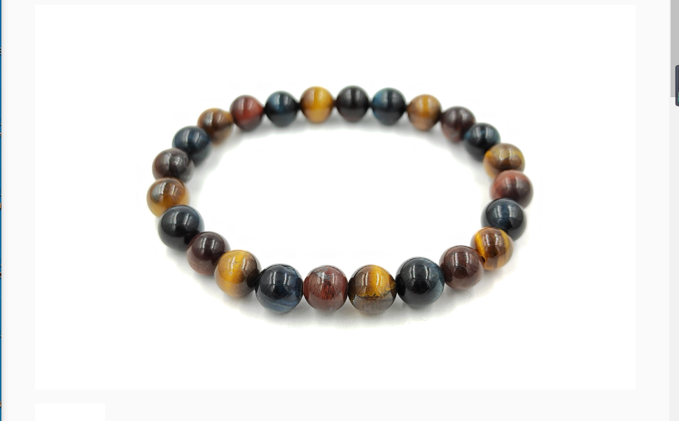 Bracelet pierre oeil du tigre noir, tigre et taureau