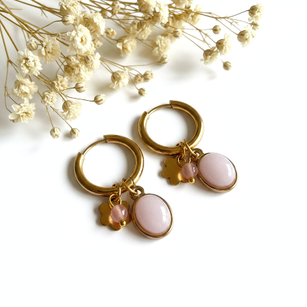 Boucles d'oreilles en quartz rose