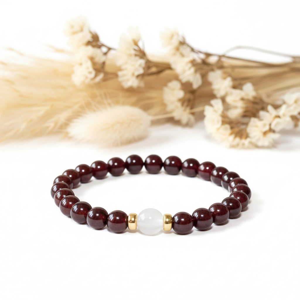 Bracelet Pierre Grenat et Sélénite
